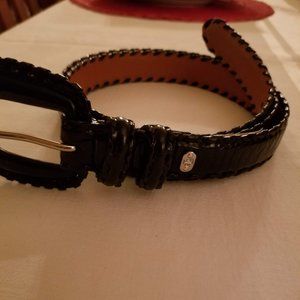 Black Leather Braided Belt 47 inches.